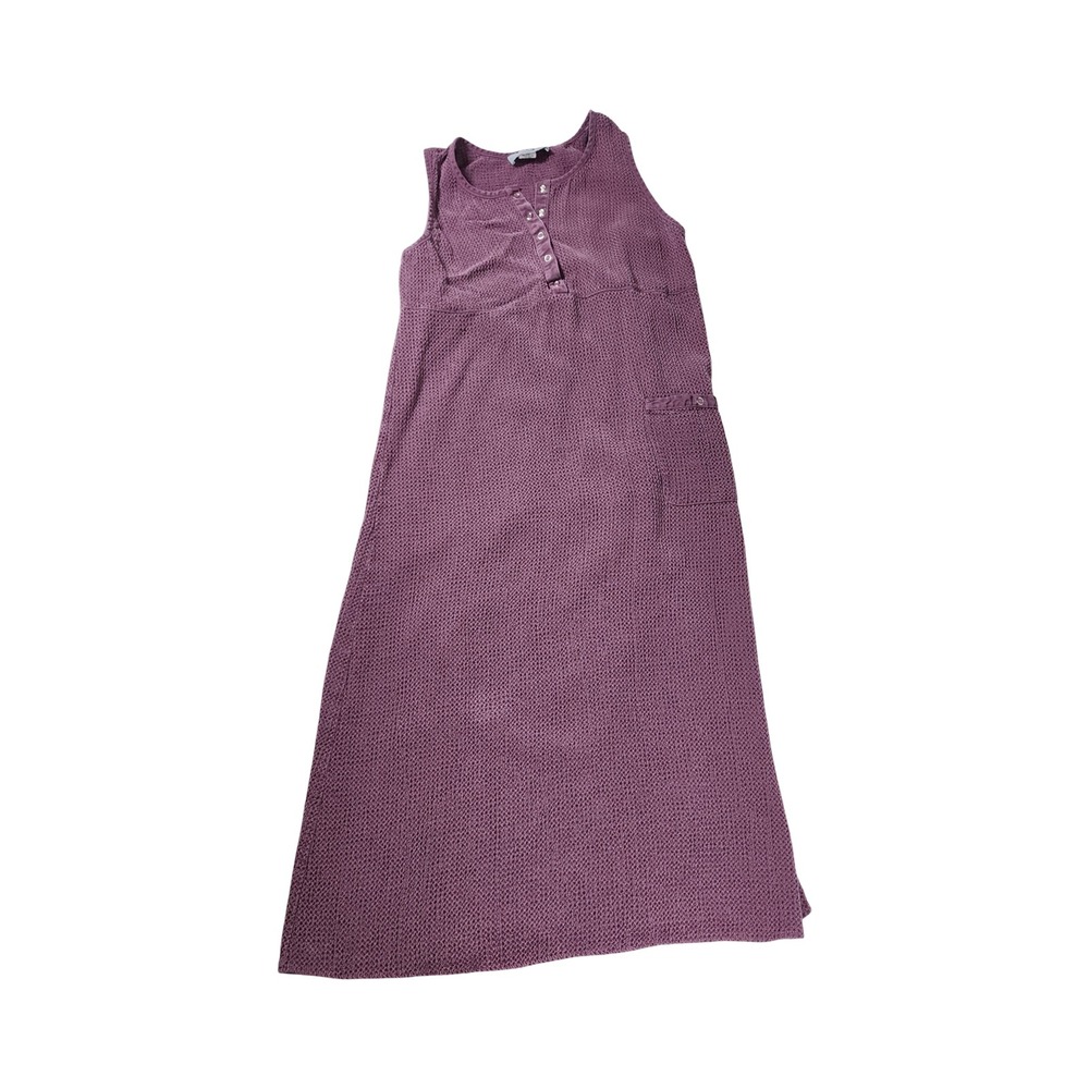 Carol Anderson California Purple Tencel Waffle Knit Maxi Dress Henley Tie Back S